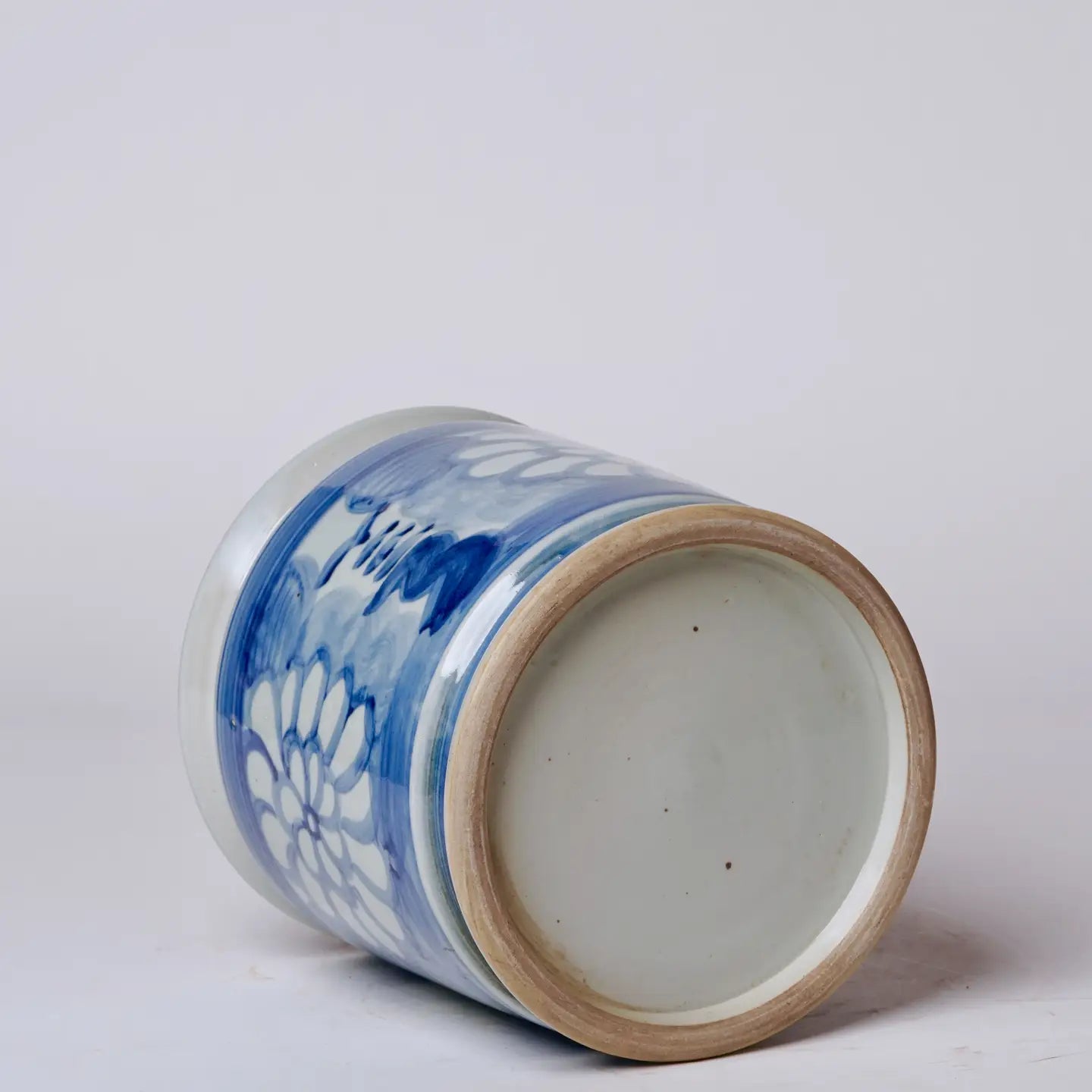 Hand Painted Floral Blue and White Porcelain Cachepot