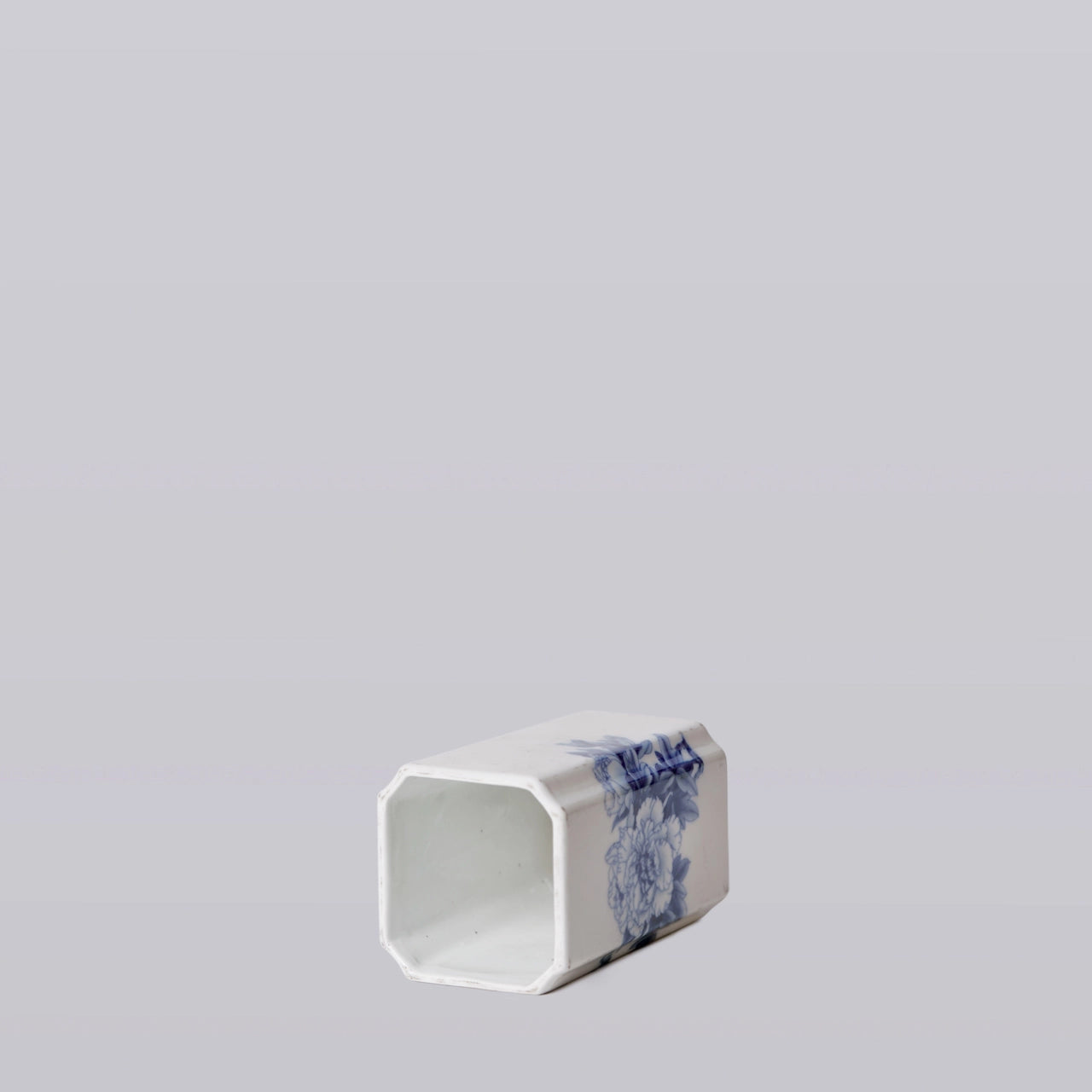 1920s Blue and White Porcelain Peony Square Vase