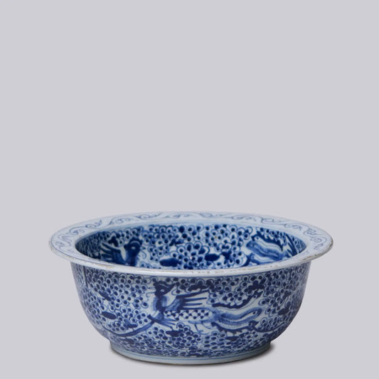Blue and White Porcelain Phoenix Basin