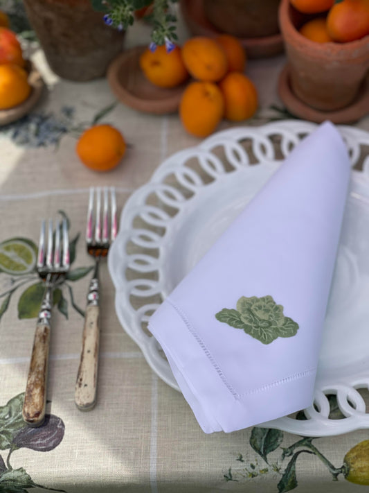 Cabbage Embroidery Hemstitched Napkin