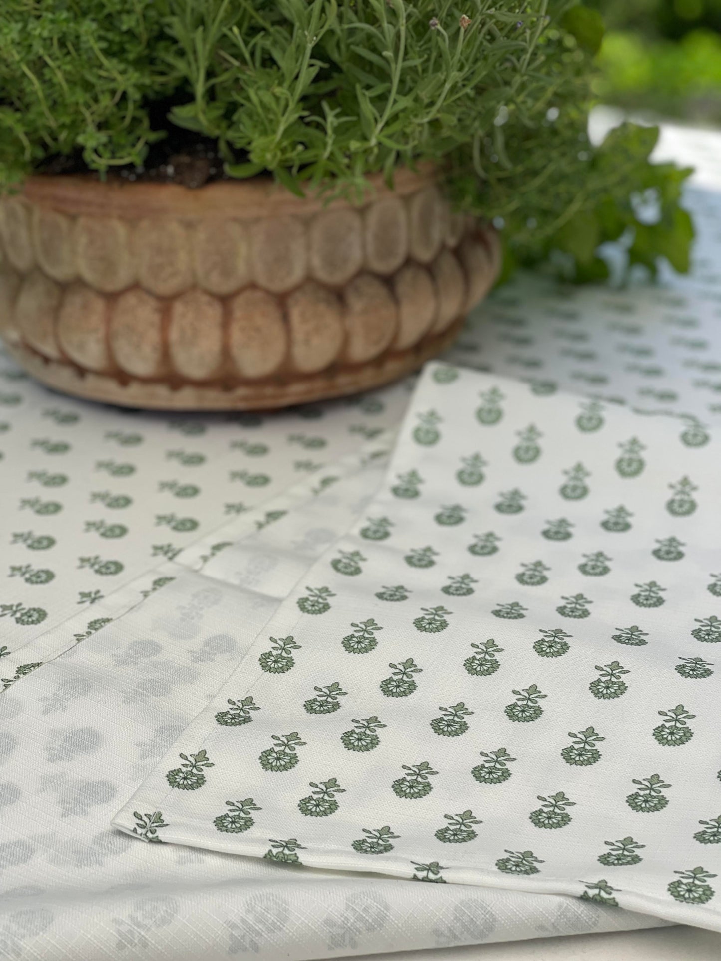 Sage Floral Rectangle Tablecloth Small