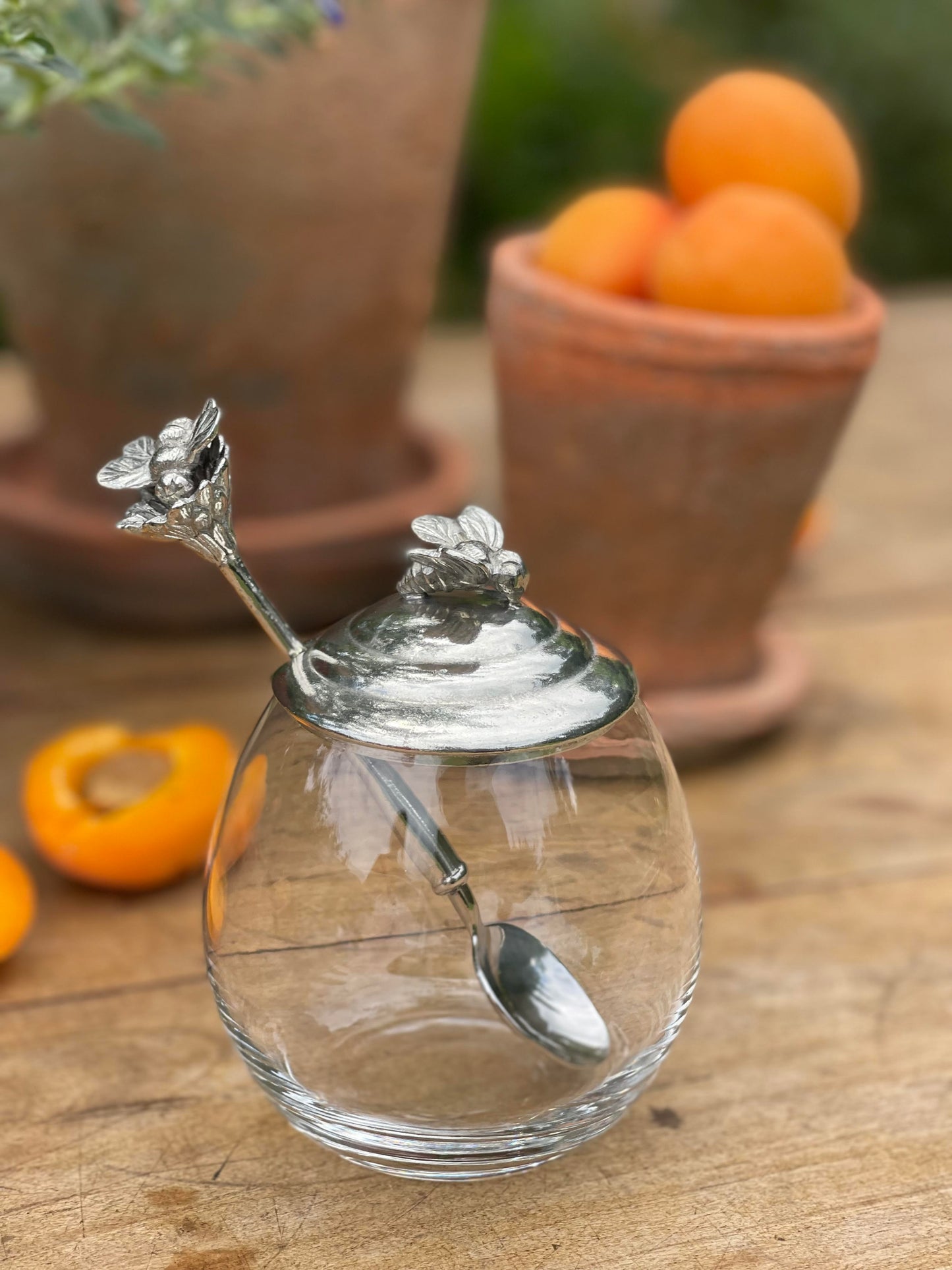 Bee Glass Honey Pot with Spoon