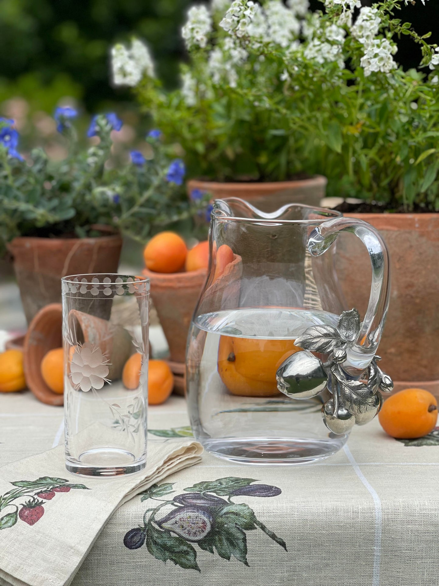 Set of Four Etched Glass Highballs 14oz