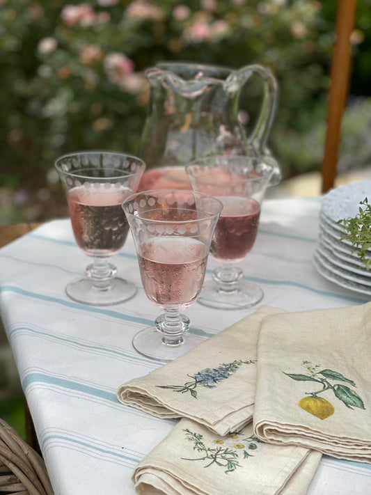 Set of Four Etched Glass Goblet 9oz