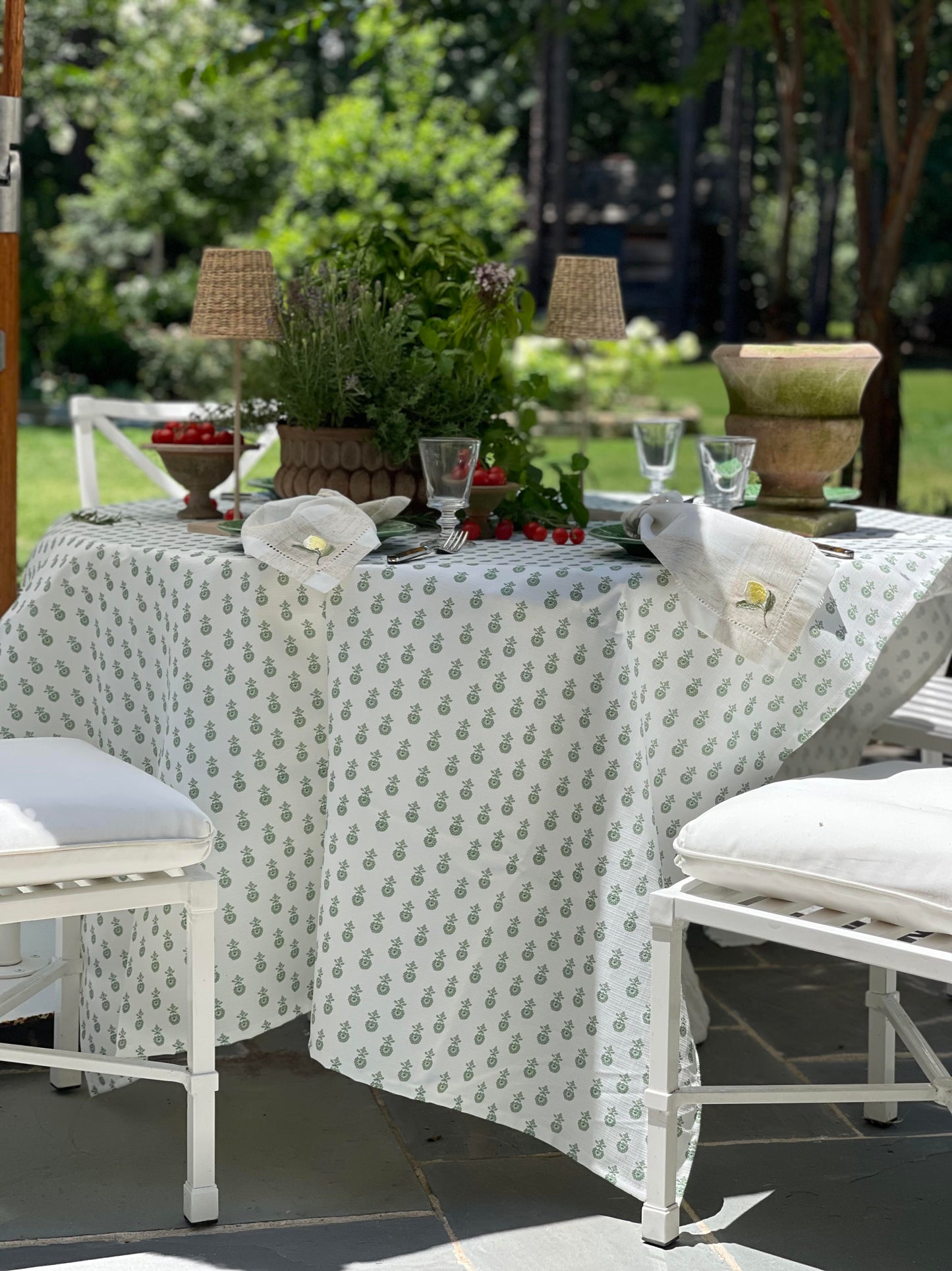 Sage Floral Rectangle Tablecloth