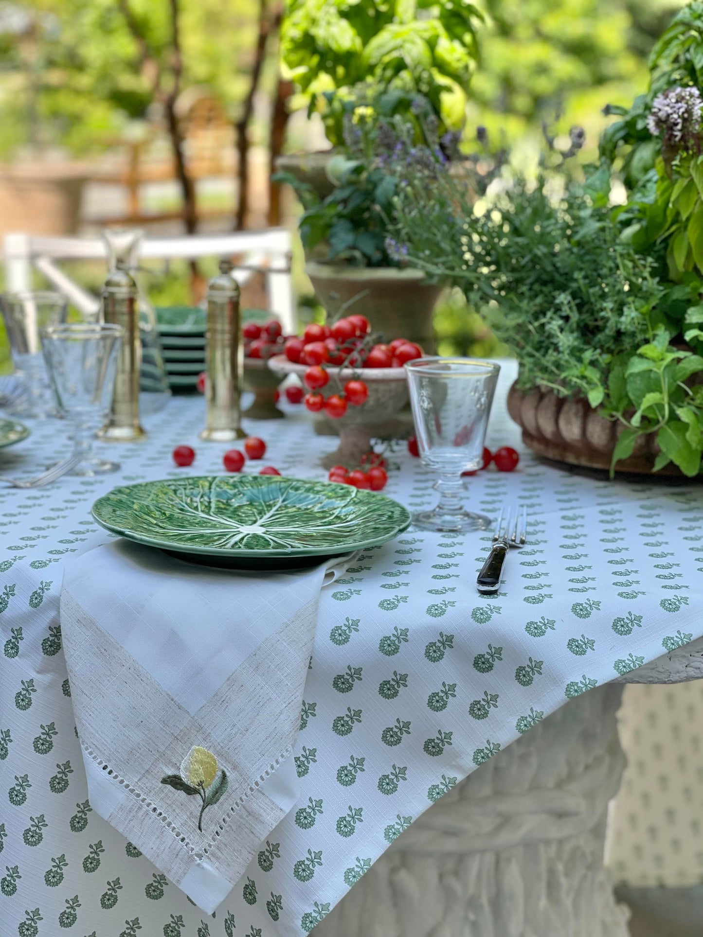 Sage Floral Rectangle Tablecloth Small