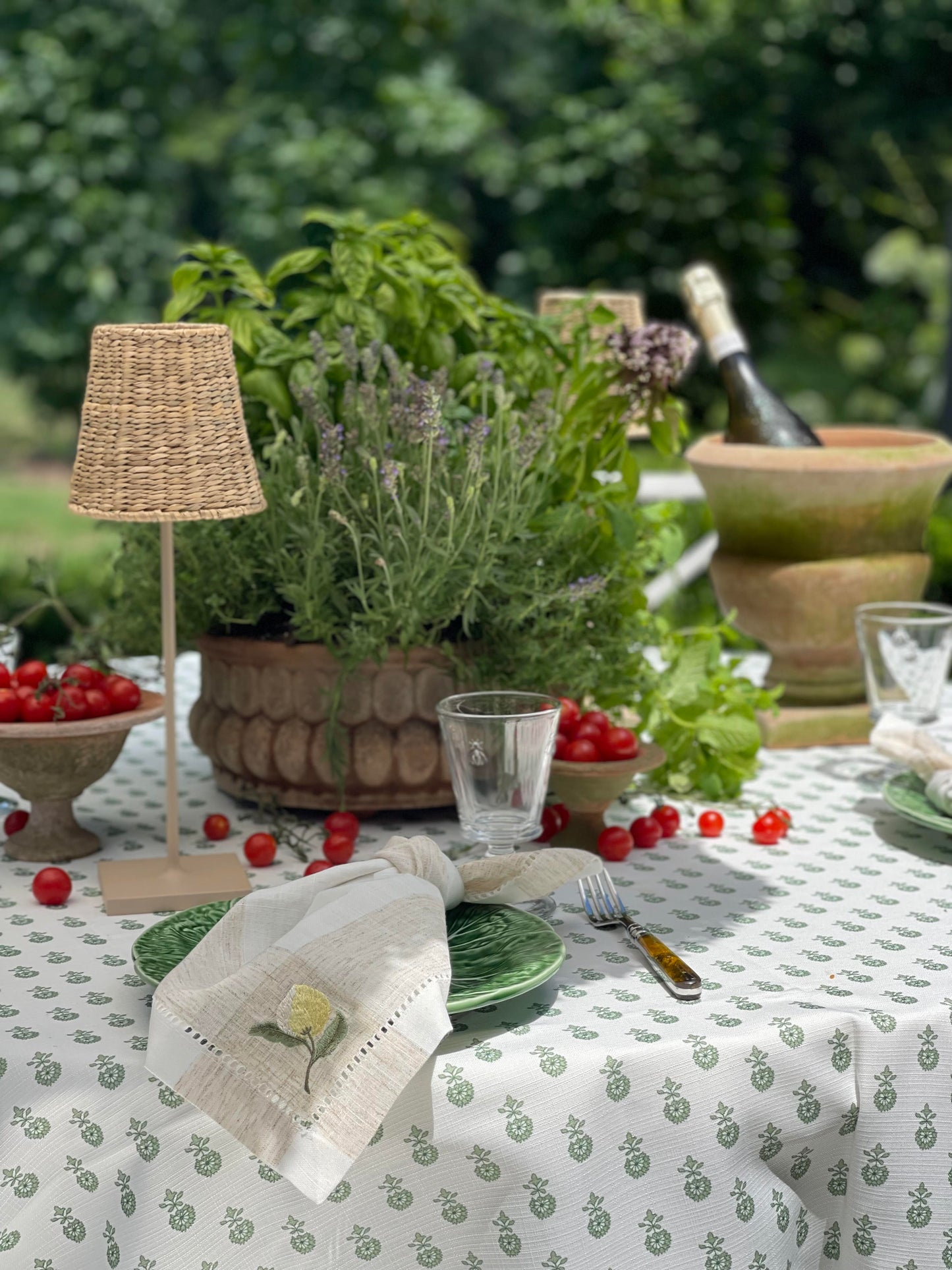 Sage Floral Rectangle Tablecloth Small