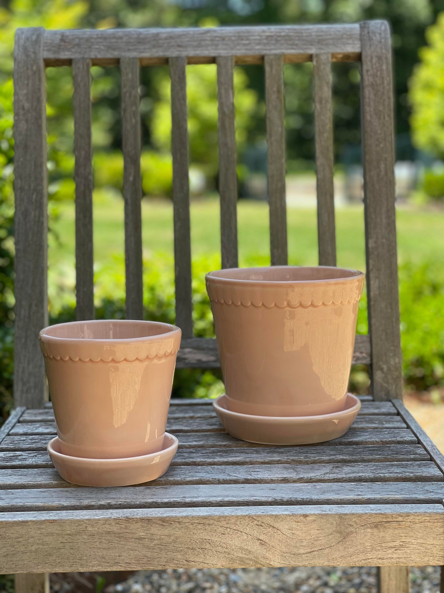 Peach Helena Scallop Glazed pot - Small