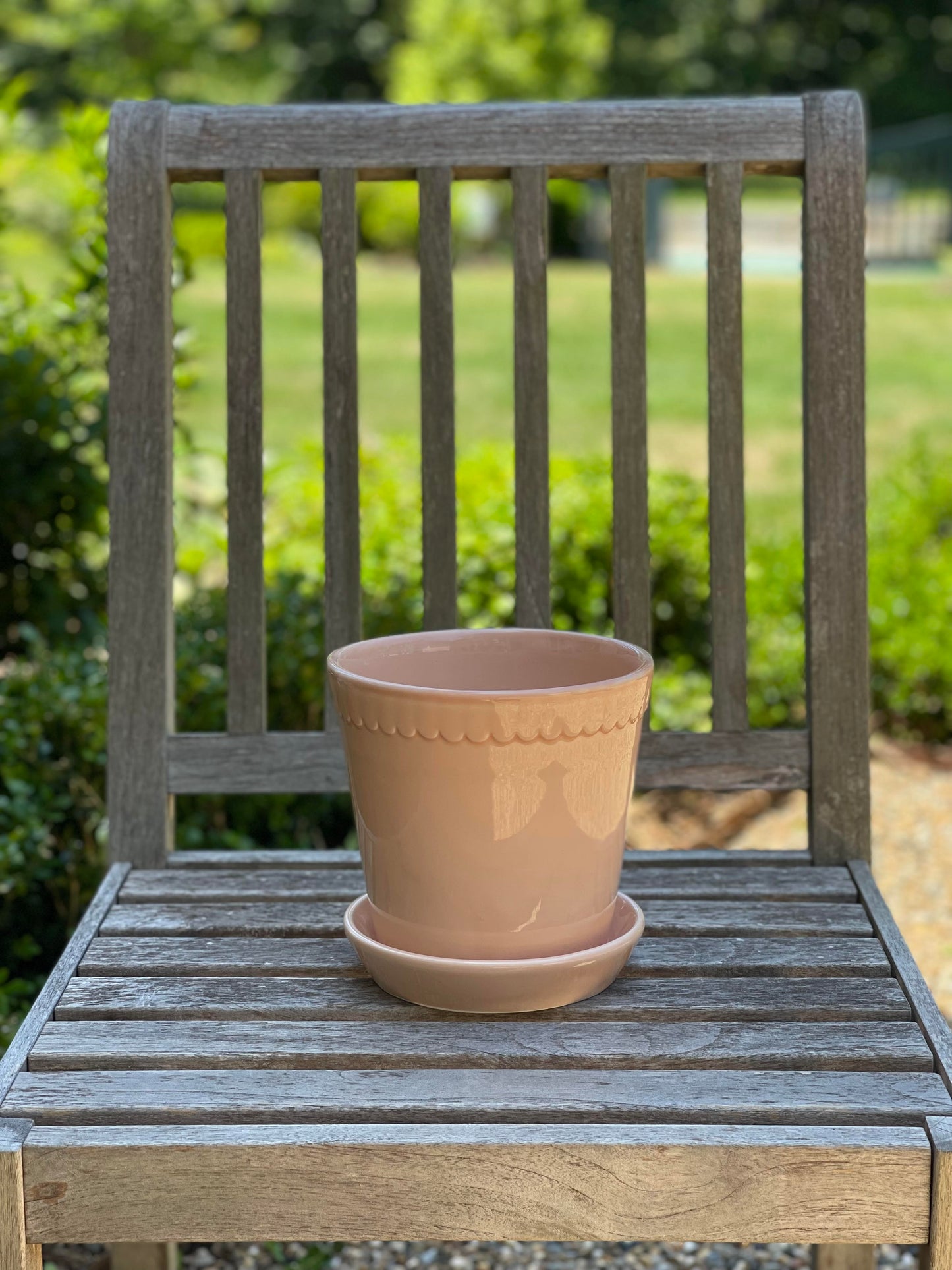 Peach Helena Scalloped Flower Pot