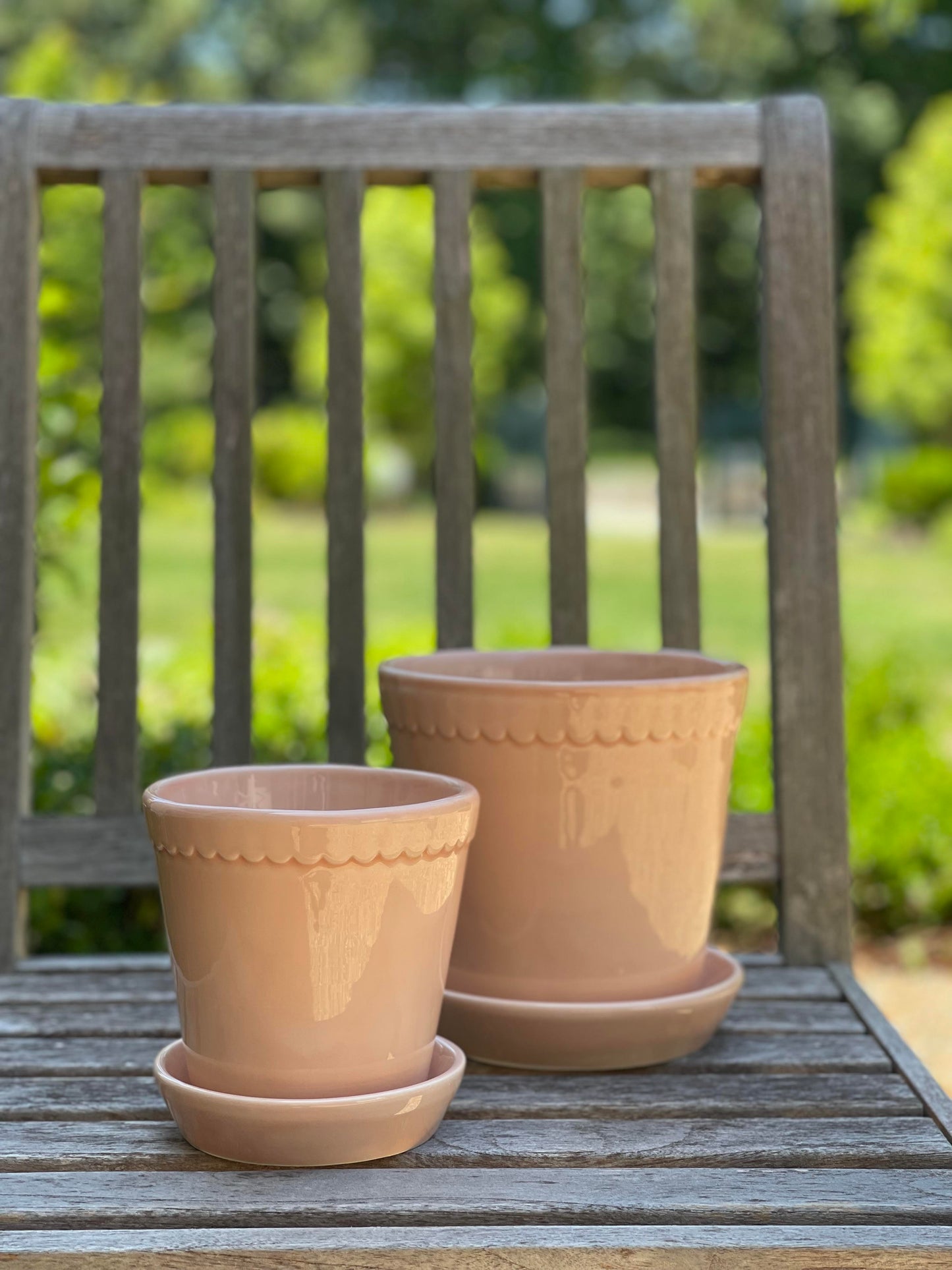 Peach Helena Scalloped Flower Pot