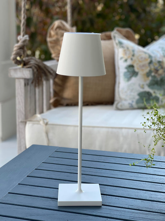 White Indoor/Outdoor Battery Table Lamp