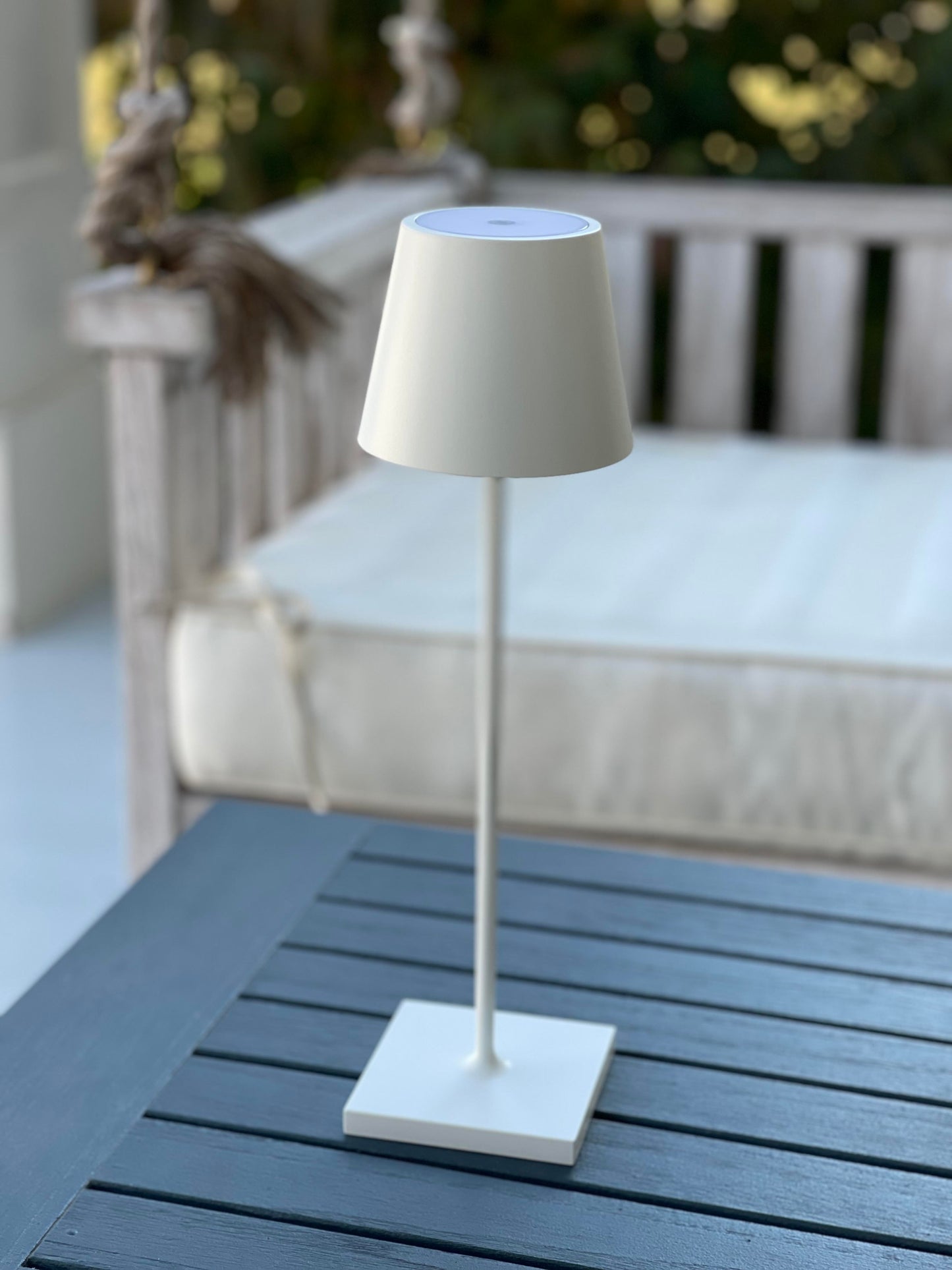 White Indoor/Outdoor Battery Table Lamp